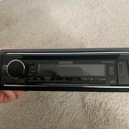 Kenwood car stereo inc CD player, aux port, USB port, Bluetooth, clip off front, as new condition.
Last used in an 05 plated Ford Fiesta.
Buyer collects from Rastrick.

Works perfectly fine, only had for 6 months, selling because we got a new car and it won't fit in it.

**open to offers**
Pick up only (Brighouse)
This is on other selling sites so it will be first come first serve