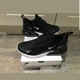 Up for sale is a brand new pair of Nike Air Max 270's in black / white.  Size is mens UK 9.5 US 10.5.  I have worn these only once for a couple of minutes and are effectively new.  No marks.  Originally cost £125. Got a size too large for me. Decided to get a smaller size. Comes complete with box.  