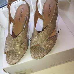 Rowland Cartier Gold shimmery party shoes size 3. Brand new with box. No defects. Selling due to surplus requirements. With a small 4cm heel and straps to make sure the heel fits well.
