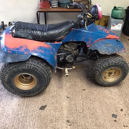 Suzuki lt250, starts with a bump, rides fine, solid chassis , pull start rope broken, mechanism is fine. Tyres all hold air but low tread, plastics poor, brakes poor, rough and ready sold as spares repair/project. Cheap quad. No time wasters. Delivery available at cost.