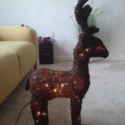 Wicker light up reindeer .
70 cm tall.
Bought on here a few days ago but unfortunately I’ve got nowhere to put it.
Collection only