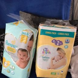 COLLECTION ONLY - WILLENHALL
Pack of pampers nappies size 2, been opened, few taken out & pack of little angels size 2, unopened - brand new, 60 nappies.