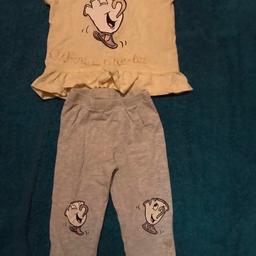 Baby girls beautiful Disney beauty and the beast chip two piece outfit leggings and matching top age 9/12 both very good condition collection B71, or can post for £2.95 I have lots of beautiful baby girl all different sizes and lots of lovely toddler boys and ladies happy to combine postage and prices