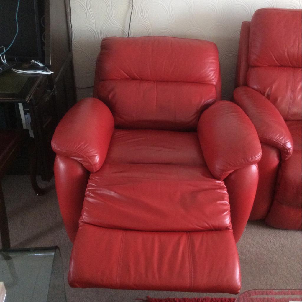 Two red leather electric reclinable chairs in B90 Solihull for £175.00 for sale Shpock