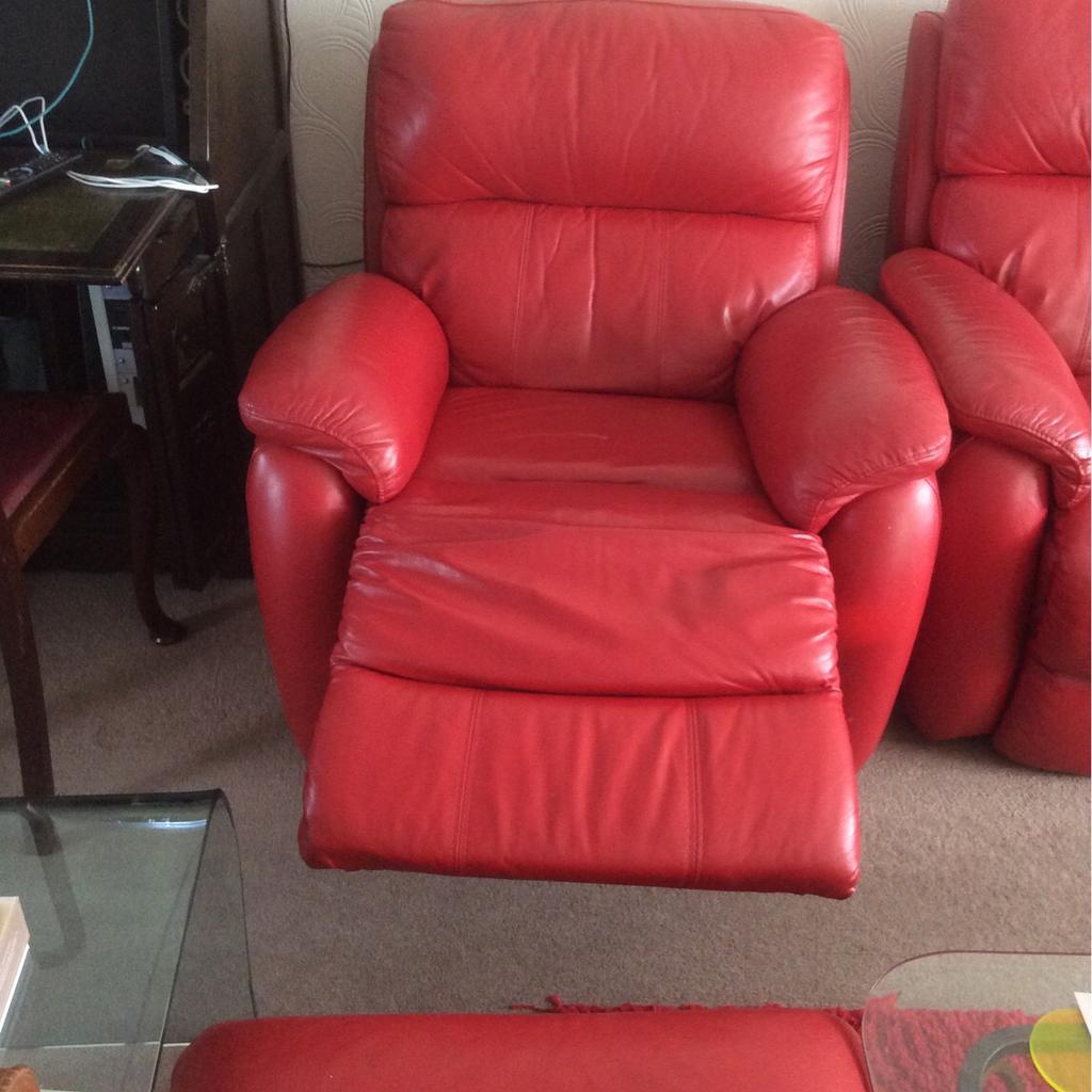Two red leather electric reclinable chairs in B90 Solihull for £175.00