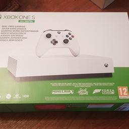 unwanted gift.

brand new in sealed box. ideal xmas present.

1tb storage

includes controller and 3 digital download codes for the games minecraft, sea of thieves, and forza horizon 3.

this is digital only, so you can't play games on disc - just digital games downloaded or through gamepass.

can deliver for free within walsall area

no offers