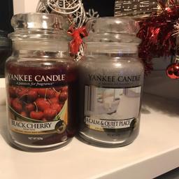 X2 Yankee Candles
Brand new & Unlit 
Large Jars (623g) 

•Black Cherry 
•A Calm & Quiet Place 

Both for £24