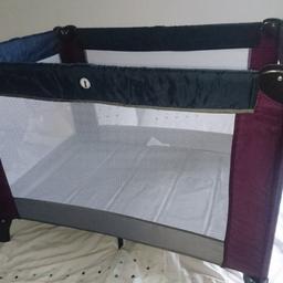 Mamas & Papas Classic Travel Cot and Play Pen in Plum/Grey. We also have a separate mattress that fits the cot & is much comfier than padded base supplied. We bought this new, it's had minimal use from two babies.