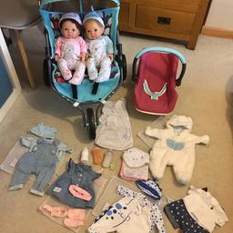 Bundle as per images. Ideally sell as one. Can deliver locally. Note slight balding on back of dolls heads and pushchair handle has small chunk out of the foam. Thanks