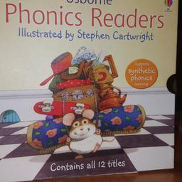 I am selling this set of 12 phonic books in excellent condition as I bought to use with my grandson,put them somewhere safe, couldnt find them at the time now no longer require!!
They are a brilliant way to help children learn and read.  PUO from Swinton area.