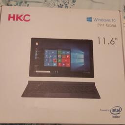2 in 1 tablet 11.6 " screen brand new been out of box to test only. comes with ulta- thin bluetooth  keyboard also new with magnetic folding stand.all instructions manuals  use as tablet or  p.c make nice gift first £45 collection only