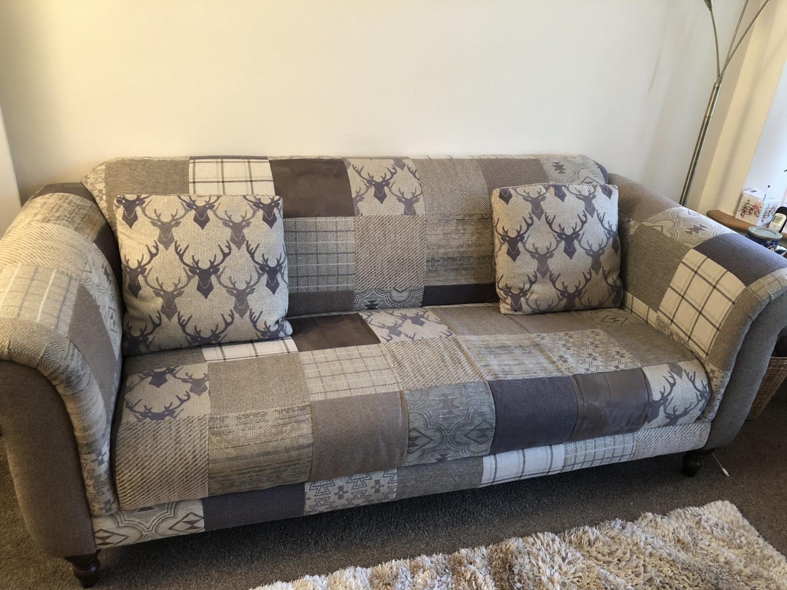 Dfs grey patchwork deals sofa