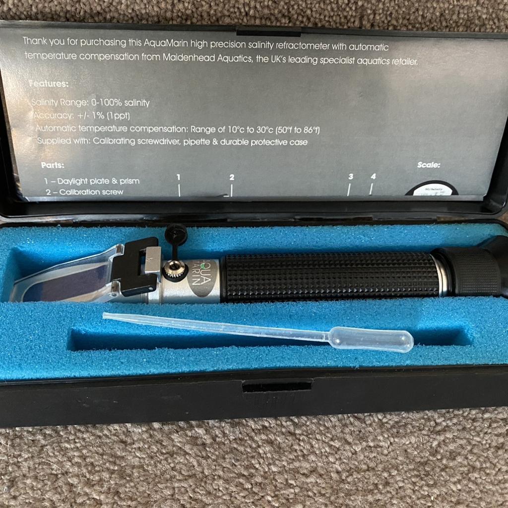 Aqua Marin High precision portable salinity refractometer.

In perfect condition and includes pipette to easily test water

RRP £29.99