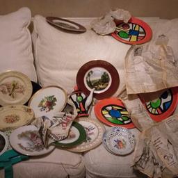 various old plates,majority hand painted,all are over 40yrs + as majority still wrapped in paper dated in the 1970s but I think they're older