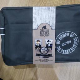 peaky blinders toiletry bag containing body wash, shampoo and hair wax, collection only