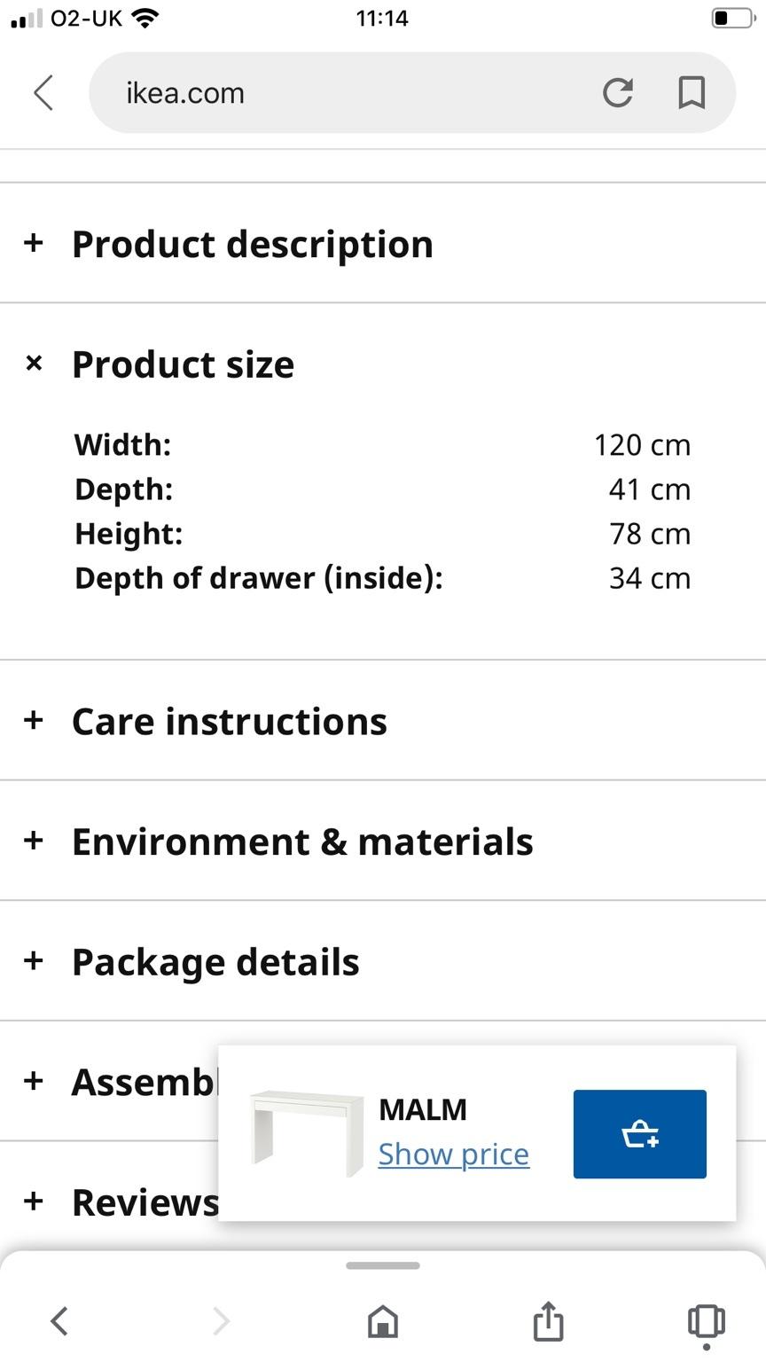 Ikea malm dressing table black brown in Wigan for £40.00 for sale