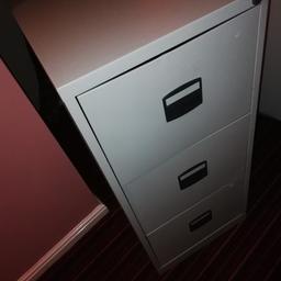 3 draw filing cabinet. Comes with key. Top drawer is slightly damaged but still locks.. Collection only