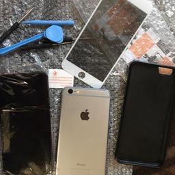 Selling iPhone 6 Plus and parts: 

Includes the phone, an extra new screen replacement bought from Amazon, a privacy screen (slightly damaged from one corner) and a phone cover. 

Phone condition: Can’t get it to switch on despite trying different chargers - may still work but not sure. 

Selling all for £50 (everything shown in picture)