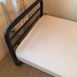 Black metal bed frame and cosy mattress 
Good condition 
It’s easy to assemble as it’s a slot in metal frame so it’s very sturdy too 
Collection only