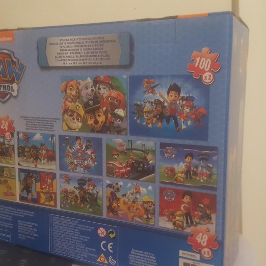 Brand New box of 12 puzzle pack Paw Patrol.
The box is still sealed, Never opened.
Great Christmas present - age 4+
From smoke and pet free home.
Collection S65 Rotherham.