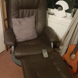 massage chair perfect working order with stall very dark brown grey wood finish also heated. collection only