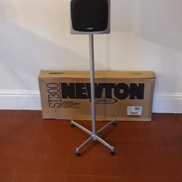 Pair of brand new unused Newton ST300 speaker stands.
Silver/grey metal construction. Needs assembly (10 minutes max). In original packing with full assembly instructions. Height to platform 31 inches (79 cms) total height 34 inches (87 cms). Suit small speakers (speakers not included).

2 sets available 