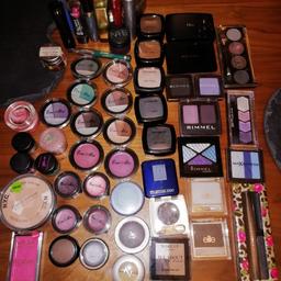 various brands of unused make-up , including Max factor , Rimmel, No7, Nars, , Maybelline eyeshadow, blusher , lipstick, and body glitters