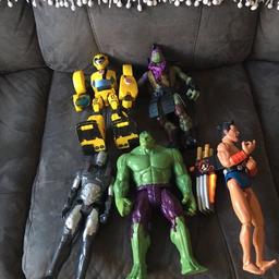 Action man. Hulk, transformer may need new batteries, ninja turtle, and iron man. All in good used condition. See pics. Collection and cash only