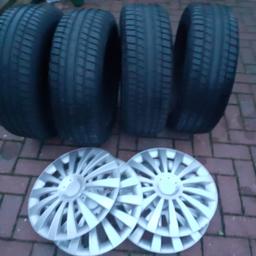 set of 2006 size 215x55x16. ford focus steel wheels and tyres. tyres are mint with trims will sell £15each or £50 lot