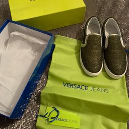 Brand New authentic still in all the original packaging Versace pumps , very comfy and sparkly
Would make a fabulous Christmas gift, sadly I bought two pairs but they didn’t arrive in time for myself and daughter to wear on holiday .
Please note I’m advertising my items on Instagram too so first to offer will have priority 
Sadly the pictures do it no justice, I’m happy to post however postage will be £4.80 signed delivery to ensure a safe arrival .
They cost me £129 so their a bargain .
