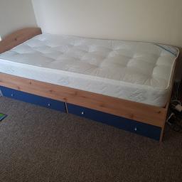 Single bed with two storage draws, mattress only 6 months old,  the bed itself is 9 months old.  Already dismantled ready for collection. Collection only S35 High Green