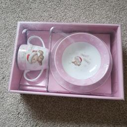 new in box, babys 1st christmas, dish, cup and plate. Box a little damaged