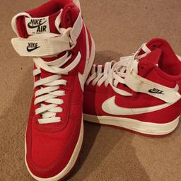 Genuine Nike Air Force 1 trainers in red. Worn twice. No marks or scuffs. Size 8.5. No box. Collection only from CO1. OOS.