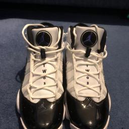 Jordan 6 rings black and white
Size 11
Good condition as only worn a few times
Has a little scratch on the front but it’s hard to see.