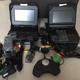 2 DVD players great for car journeys hardly used. All leads, carrying cases, instructions and a game controller included.
Great Christmas present. 
£35 ONO. 
Pick up only. 
Smoke free home.