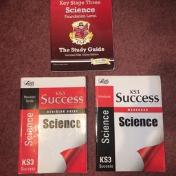Science revision guides perfect for GCSE revision 
Higher and foundation tier 
Revision guides full of information 
Workbook full of question to test knowledge and answers 
Have not been written on in good condition 
RRP £4.99
£4 each or all three for £10