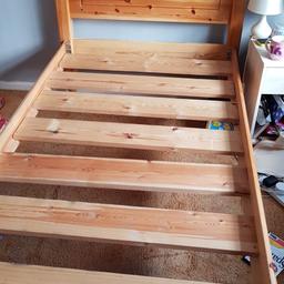 Fab quality single pine bedframe. Only selling due to daughter having bigger bed. Bargain at £40, was £300 new. Sensible offers accepted. Collection only. Need gone as soon as possible.