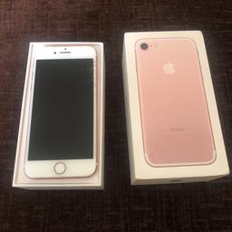 iPhone 7 in rose gold,unlocked,it has a cracked glass,the screen still fully works,its not terrible crack,but it’s cracked,all works,condition is very good apart from crack,comes with box and charger lead (no plug)and sim ejection tool.wolverhampton