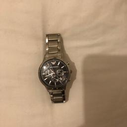 Used Armani Watch AR2434 Silver Stainless Steel Chronograph Men's