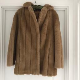 Size 14 brown jacket fake fur, pockets and hook and eye fastening 
Collection only please