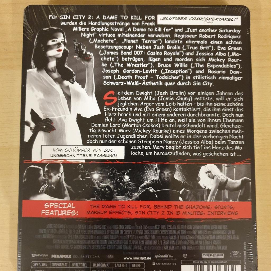 biete hier die Sin City 2 Blu-Ray als Limited Lenticular Steelbook (Mueller Exklusiv Edition) zum Verkauf.

Die Blu-Ray ist NEU und noch original verschweißt.
