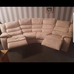 faux suede electric recliner corner sofa ,
in good condition everything works perfectly. no rips , stains or damage