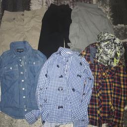 boys various items .2 shirts checked 9 to 10 and cap which is new shirts only worn once or twice.joggers aged 6 turtle neck aged 6 denim shirt 6 to 7 canvas shorts 7 to 8.all in very good condition as hardly worn.collection only
