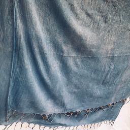 Blue with gold thread cotton scarf could be worn as a beach wrap