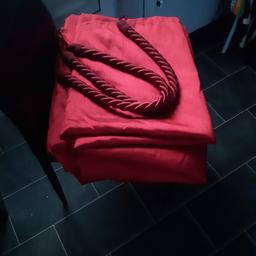 lovely red curtains and rope tie backs like new 66x72 drop