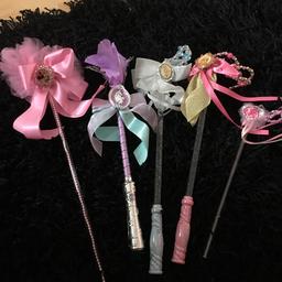 2 original Disney wands as 3 have been sold. Some light up and sparkle. 1 Minnie Mouse, and 1 Belle. No Cinderella or Rapunzel or sleeping beauty as these have been sold. Like new in perfect condition and from a clean and smoke free home. £2 each or both for £3.50.