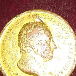 medaglia in piombo dorato Carlo Felice 1824 molto rara ma danneggiata diam 53 mm