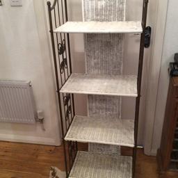 Metal frame with wicker shelves storage unit,can be.dismantled for transportation 19” x 12” x 55” high