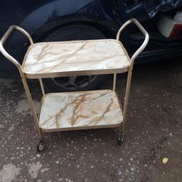 Vintage  Two Tier  1970s Trolley  in very good condtion  with marble  look trays