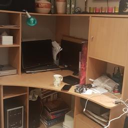 A couple of chips here and there from wear and tear. Lots of compartments top and bottom. Can be flat packed. Only desk for sale all other items are for show. Desk not in use as can see more for storage, trying to clear out.